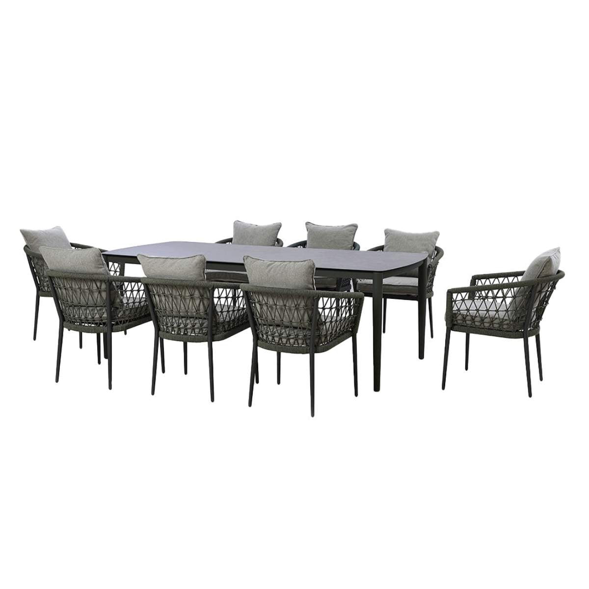 Maze Monaco Rope Weave 8 Seat Rectangular Dining Set
