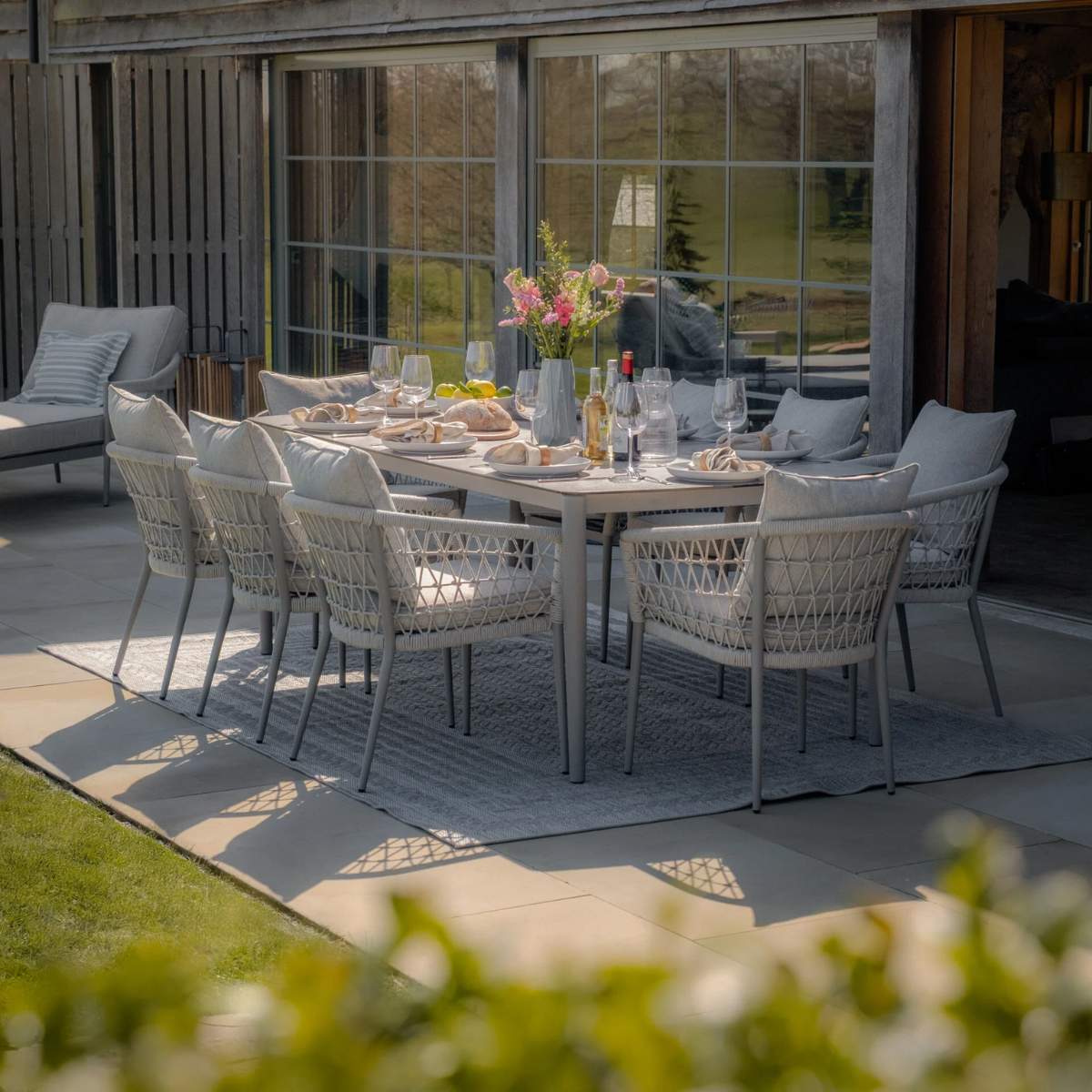 Maze Monaco Rope Weave 8 Seat Rectangular Dining Set