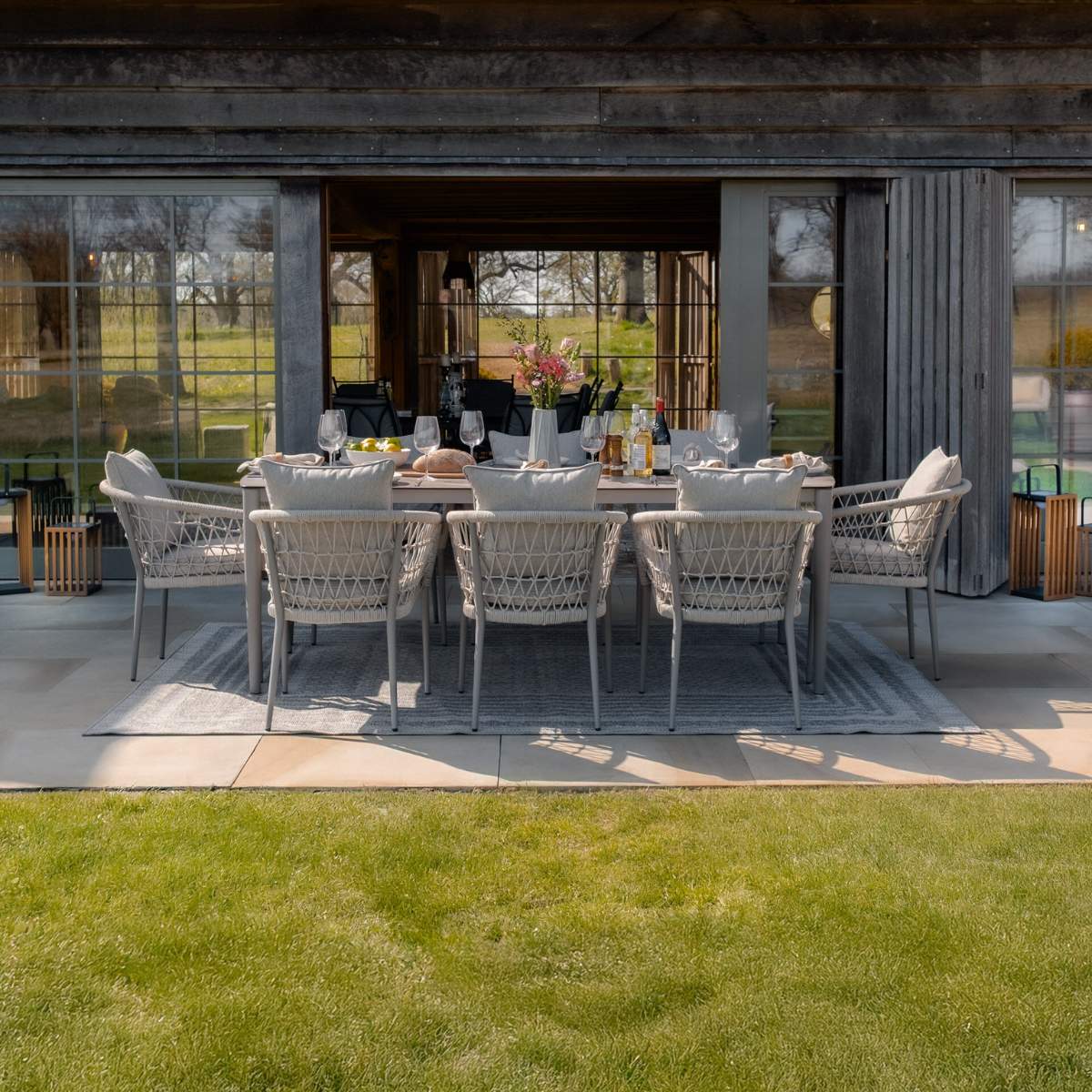 Maze Monaco Rope Weave 8 Seat Rectangular Dining Set