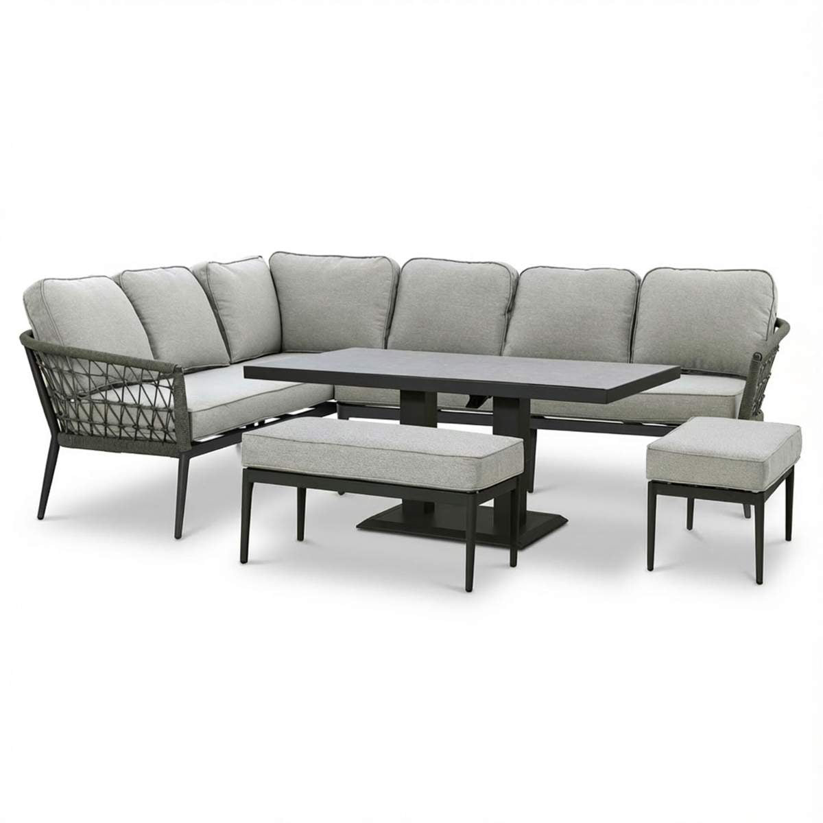 Maze Monaco Rope Weave Large Corner Dining Set