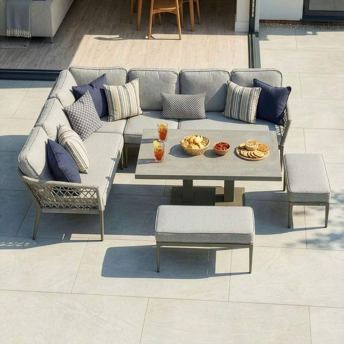 Maze Monaco Rope Weave Large Corner Dining Set