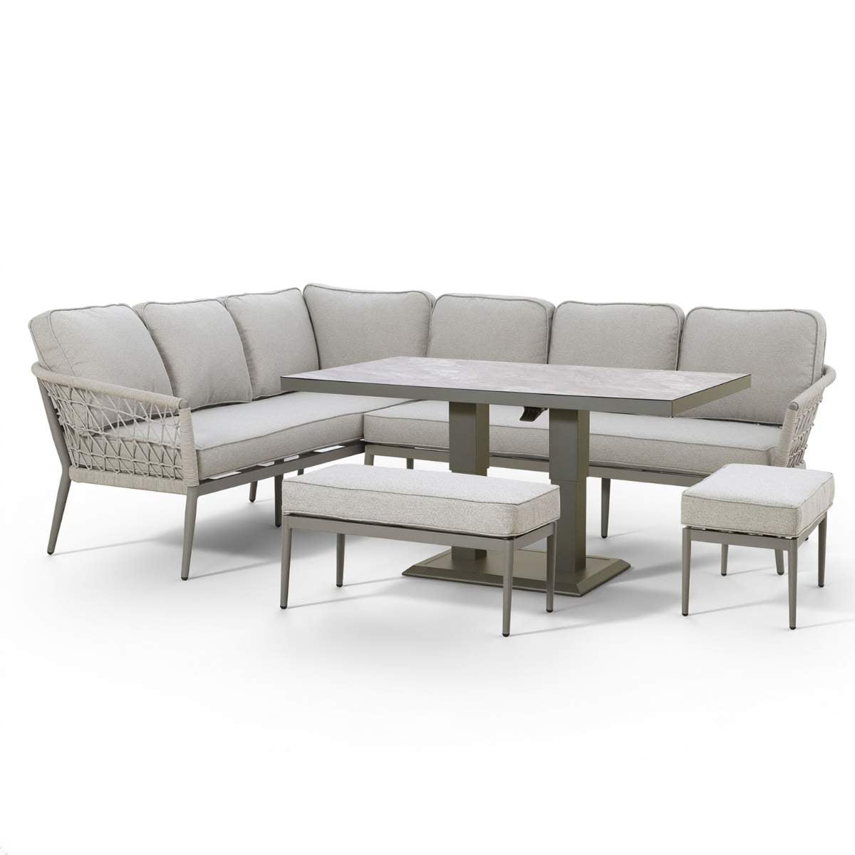 Maze Monaco Rope Weave Large Corner Dining Set