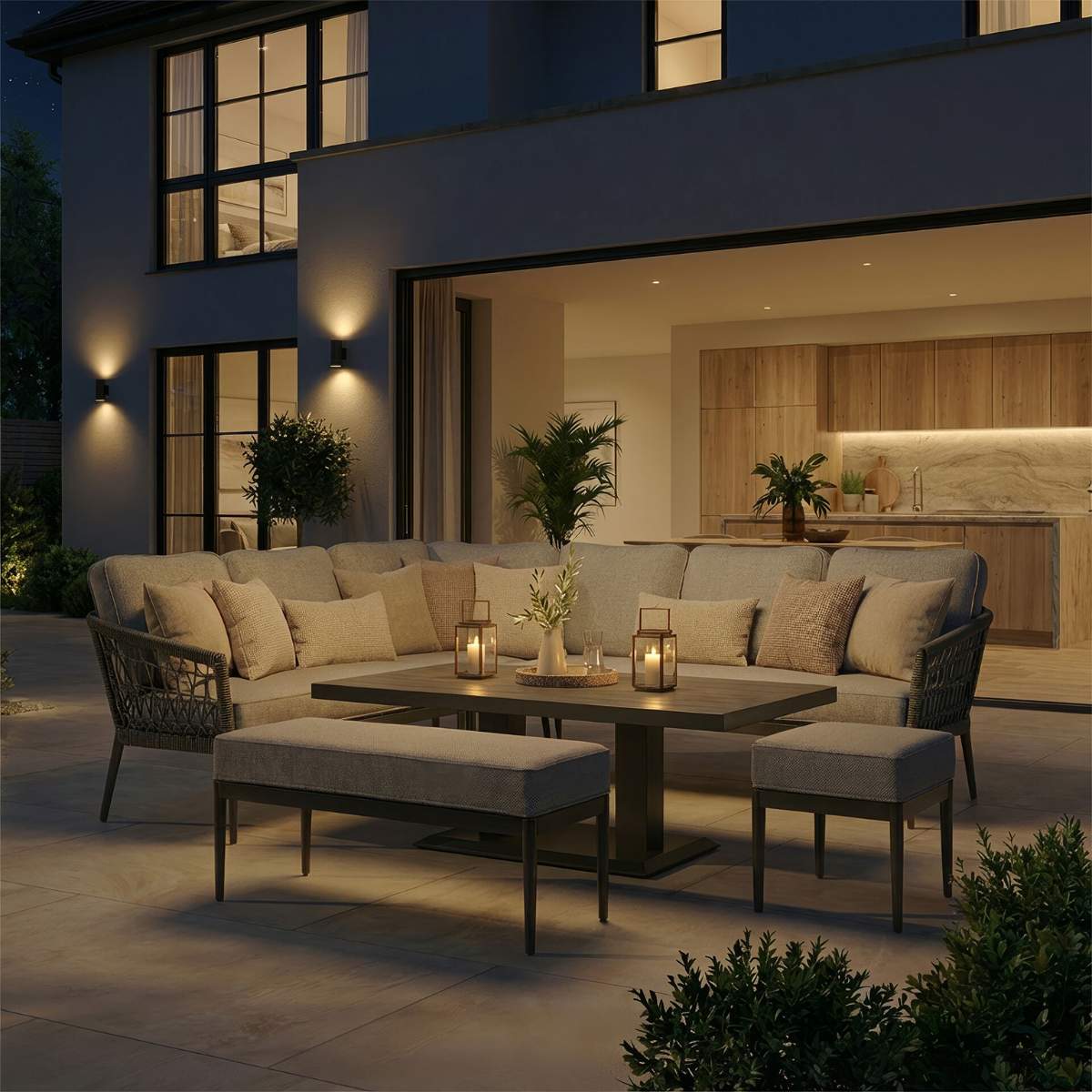 Maze Monaco Rope Weave Large Corner Dining Set