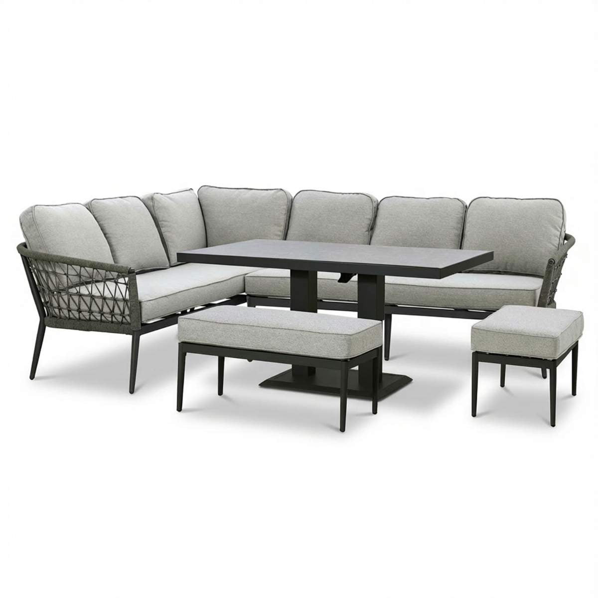 Maze Monaco Rope Weave Large Corner Dining Set