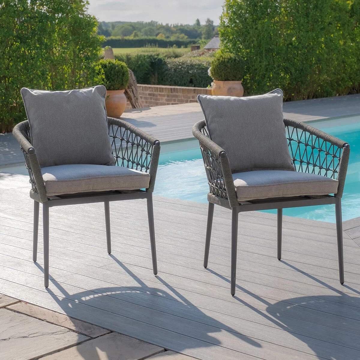 Maze Monaco Rope Weave Pair of Dining Chairs