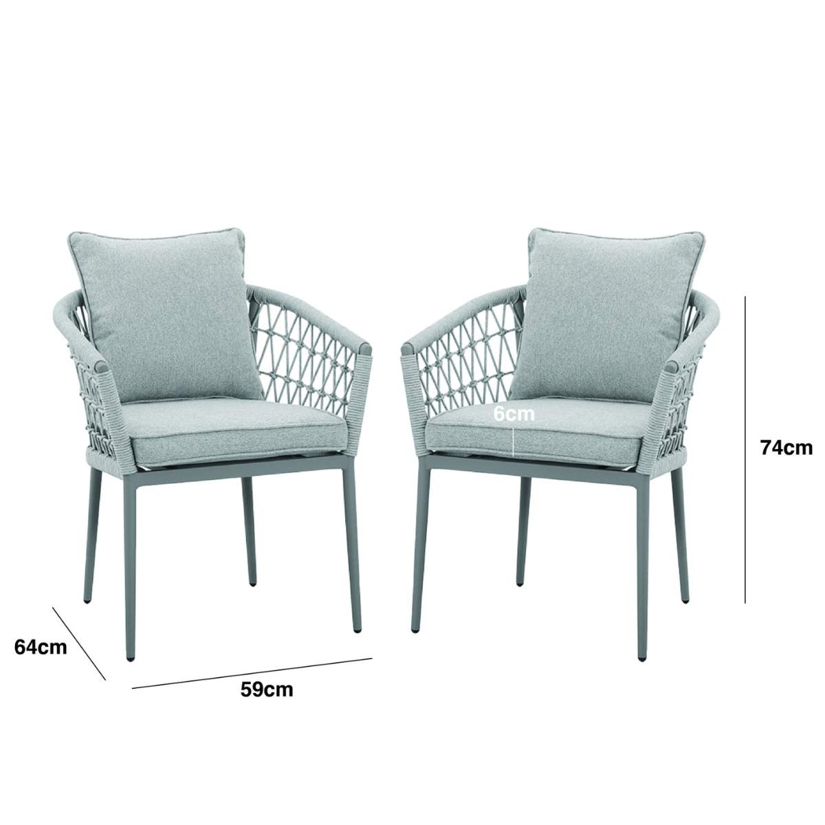Maze Monaco Rope Weave Pair of Dining Chairs