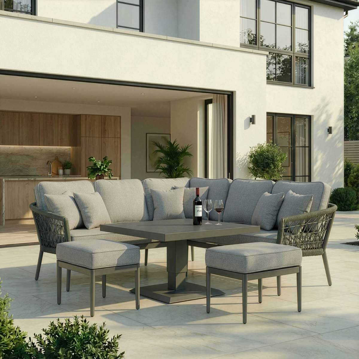 Maze Monaco Rope Weave Small Corner Dining Set