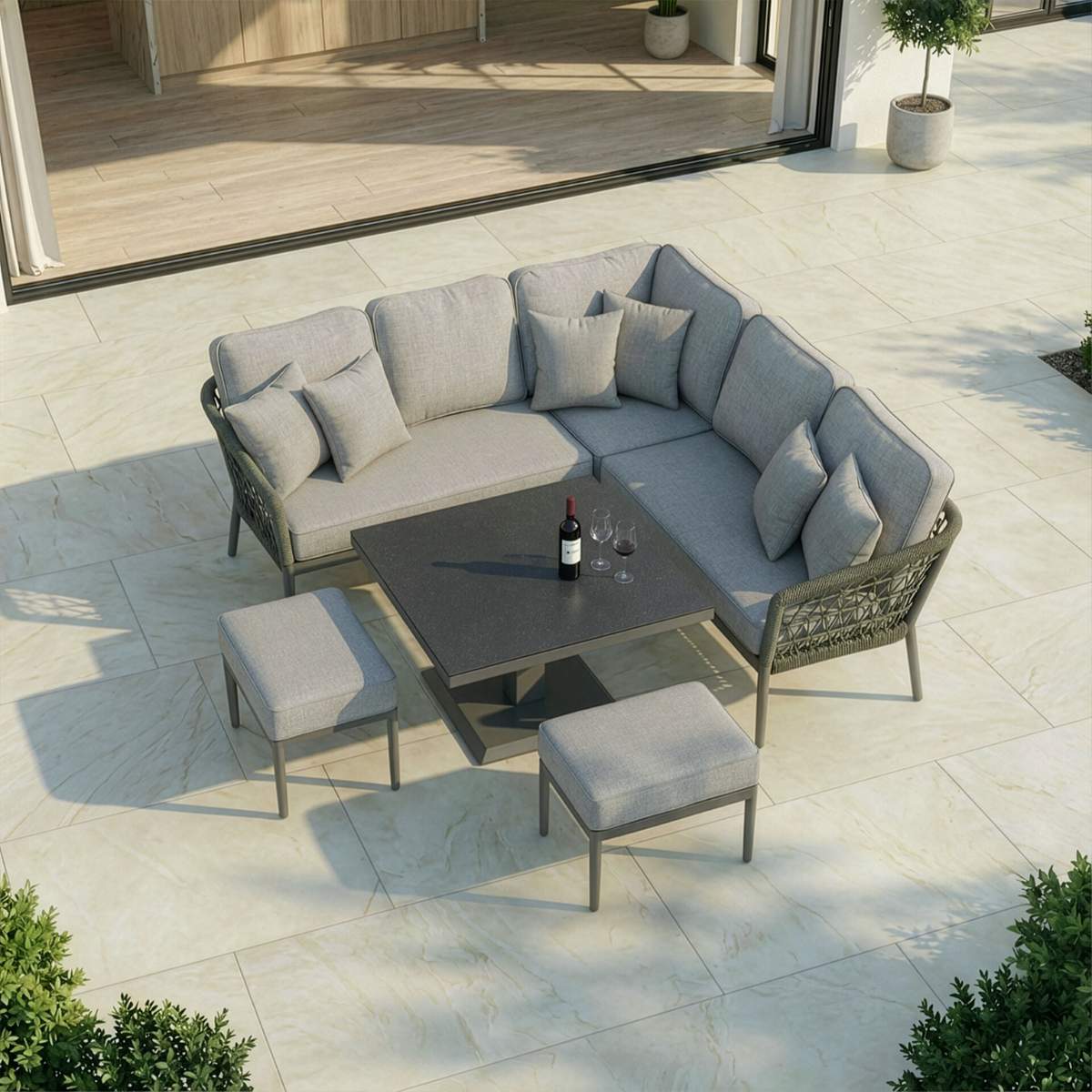 Maze Monaco Rope Weave Small Corner Dining Set