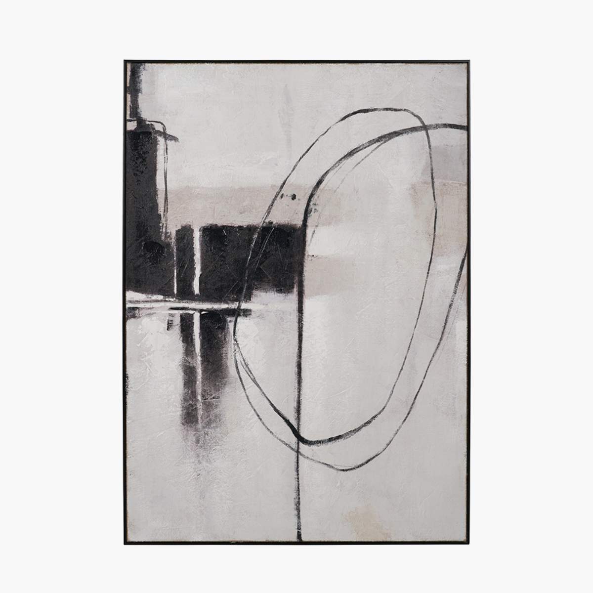 Pacific Lifestyle Monochrome Abstract Canvas with Black Frame