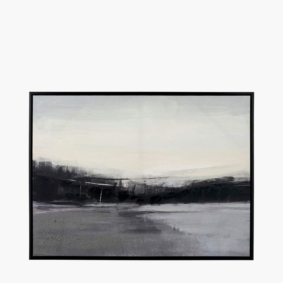 Pacific Lifestyle Monochrome Landscape Canvas with Black Frame