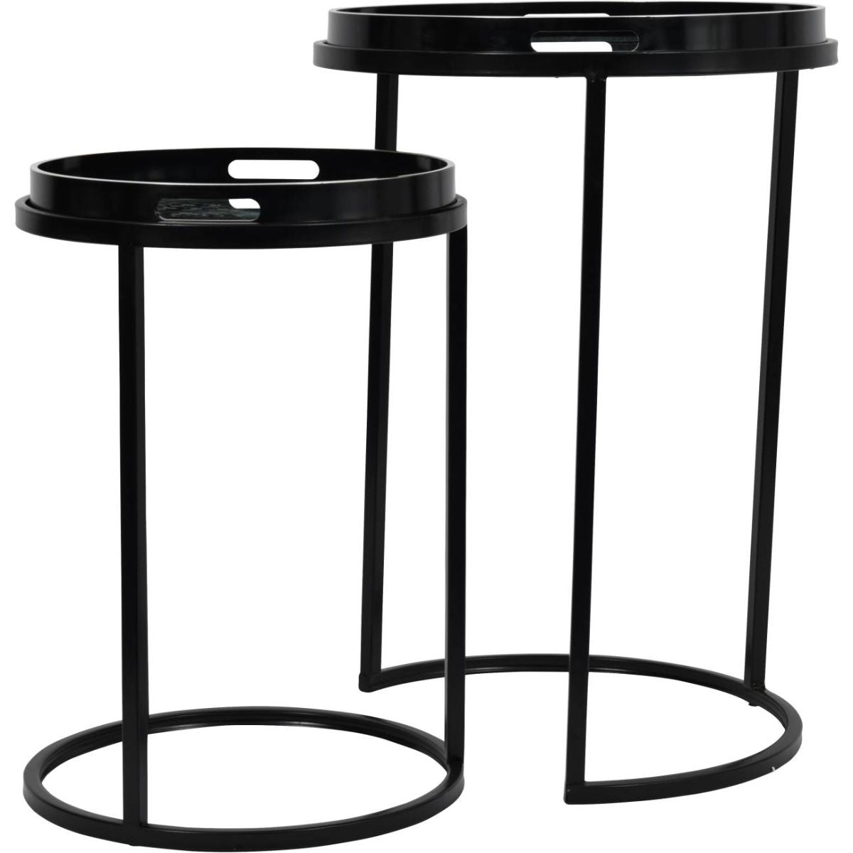 Libra Interiors Monochrome Swirl Set of 2 Side Tray Tables