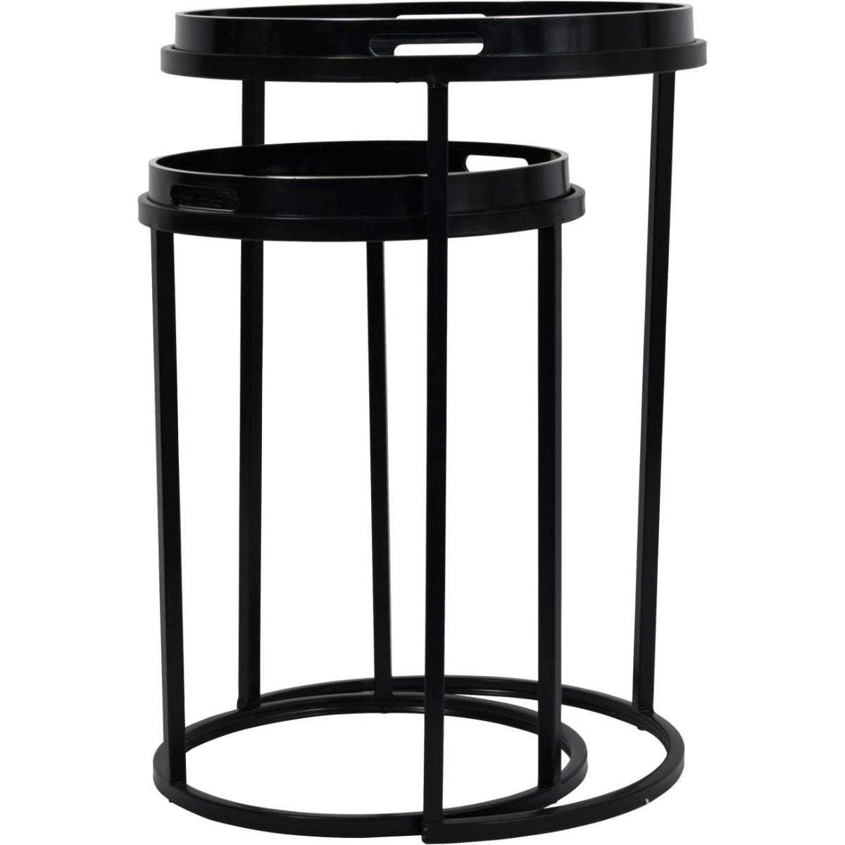 Libra Interiors Monochrome Swirl Set of 2 Side Tray Tables