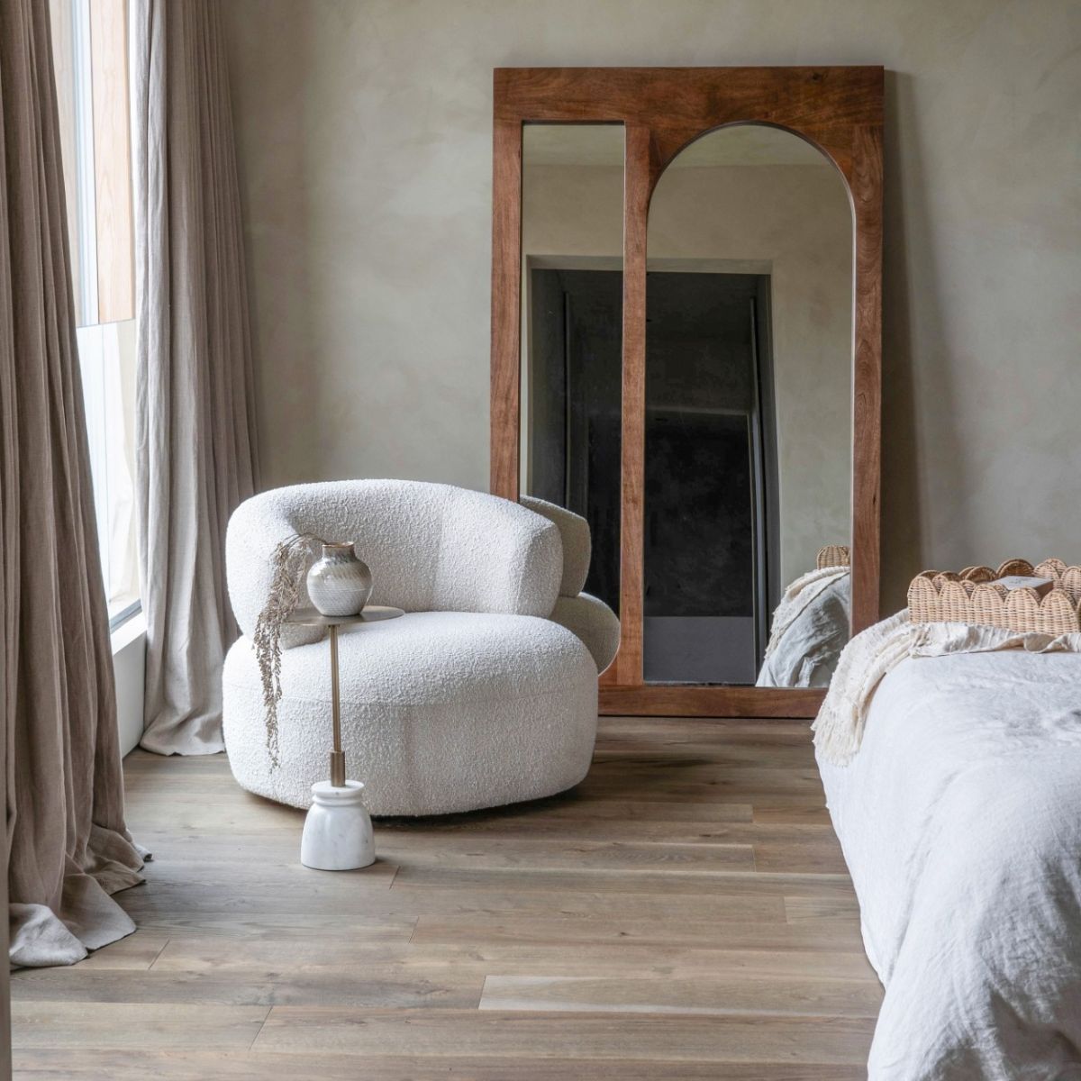 Libra Interiors Monterey Wooden Floor Standing Mirror