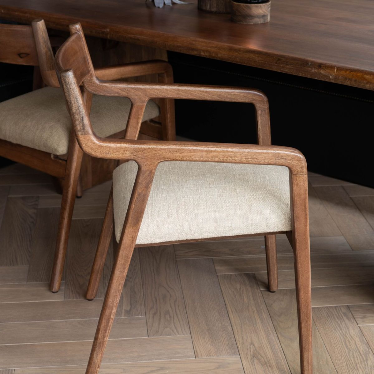 Libra Interiors Monterey Wooden Upholstered Dining Chair in Beige