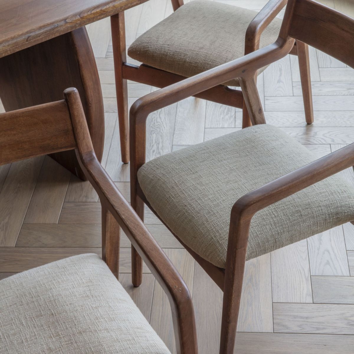 Libra Interiors Monterey Wooden Upholstered Dining Chair in Beige
