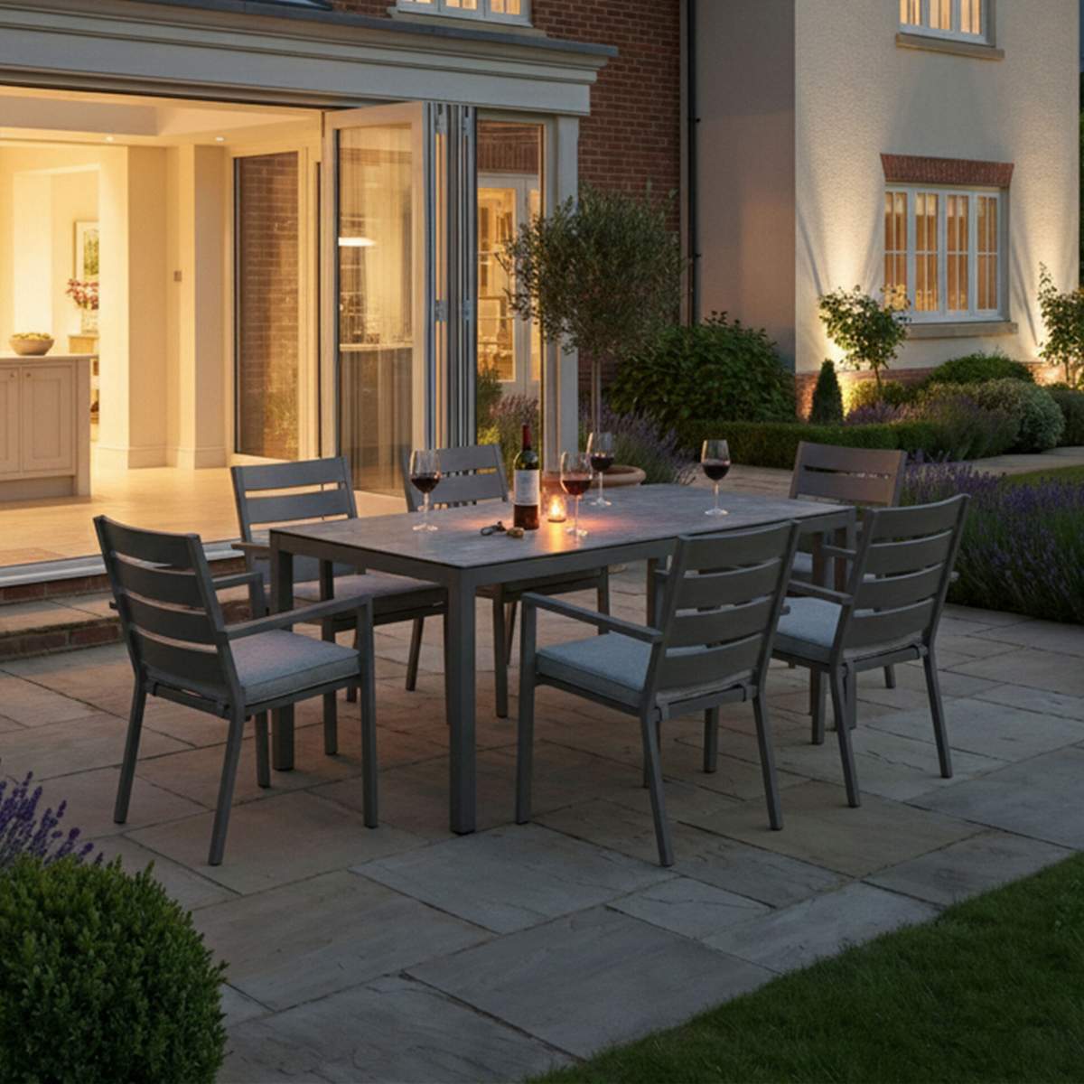 Maze Montreal Aluminium 6 Seat Rectangular Garden Dining Set - Cool Linen