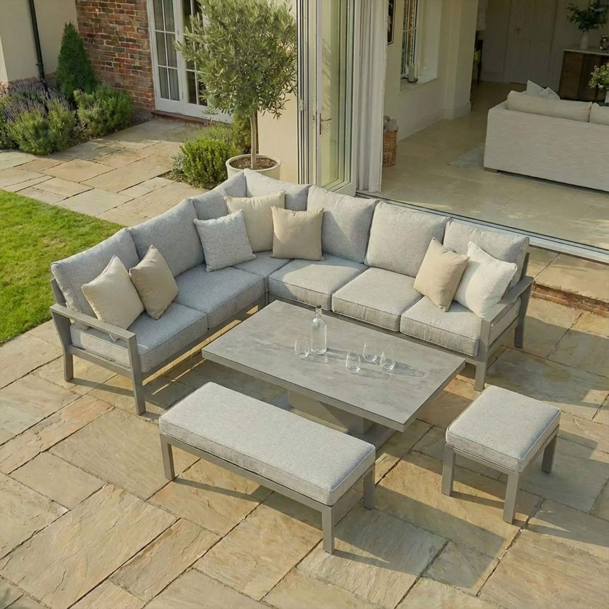 Maze Montreal Aluminium Large Garden Corner Dining Set