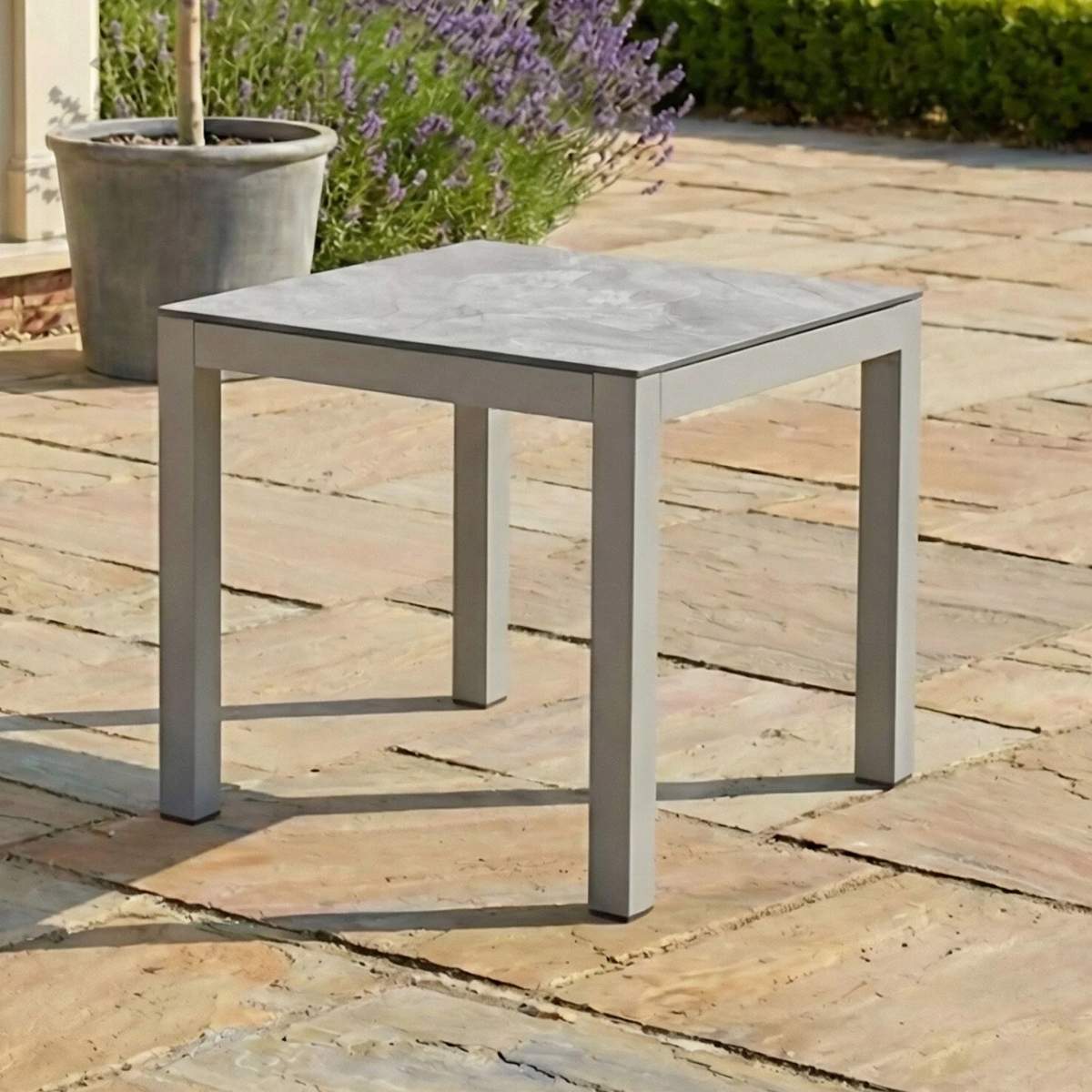 Maze Montreal Aluminium Square Garden Side Table - Cool Linen