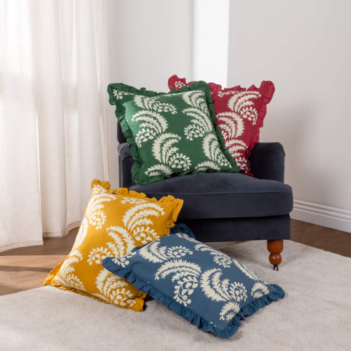 Paoletti Montrose Pleated Floral Cushion Cover