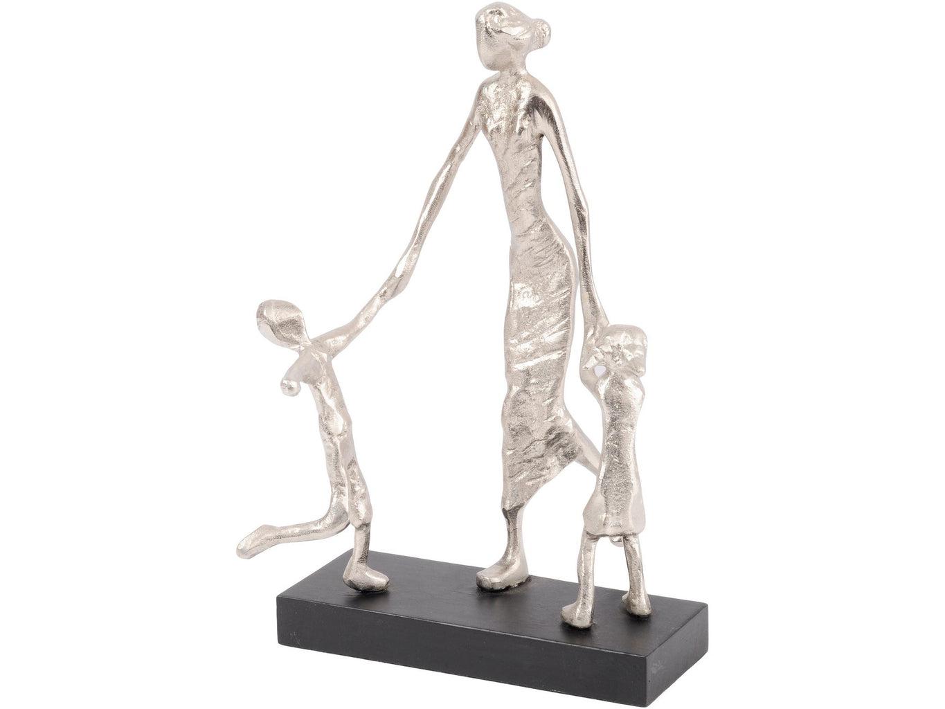 Mother Playing with Children Silver Sculpture-Beaumonde