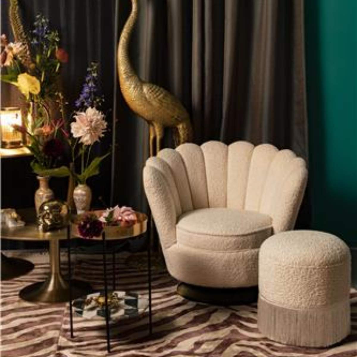 Bold Monkey Mother Of All Shells Lounge Chair Teddy Natural