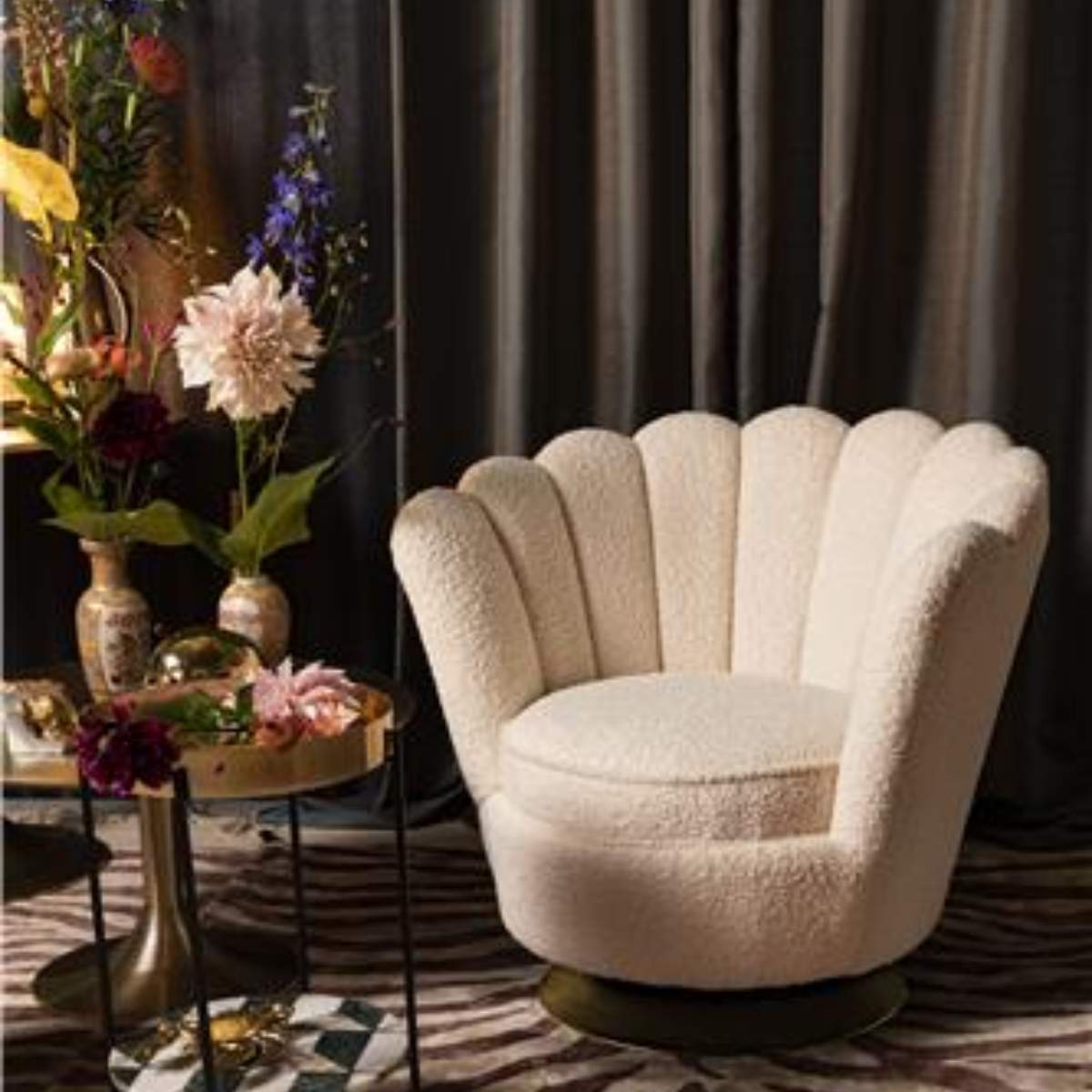 Bold Monkey Mother Of All Shells Lounge Chair Teddy Natural