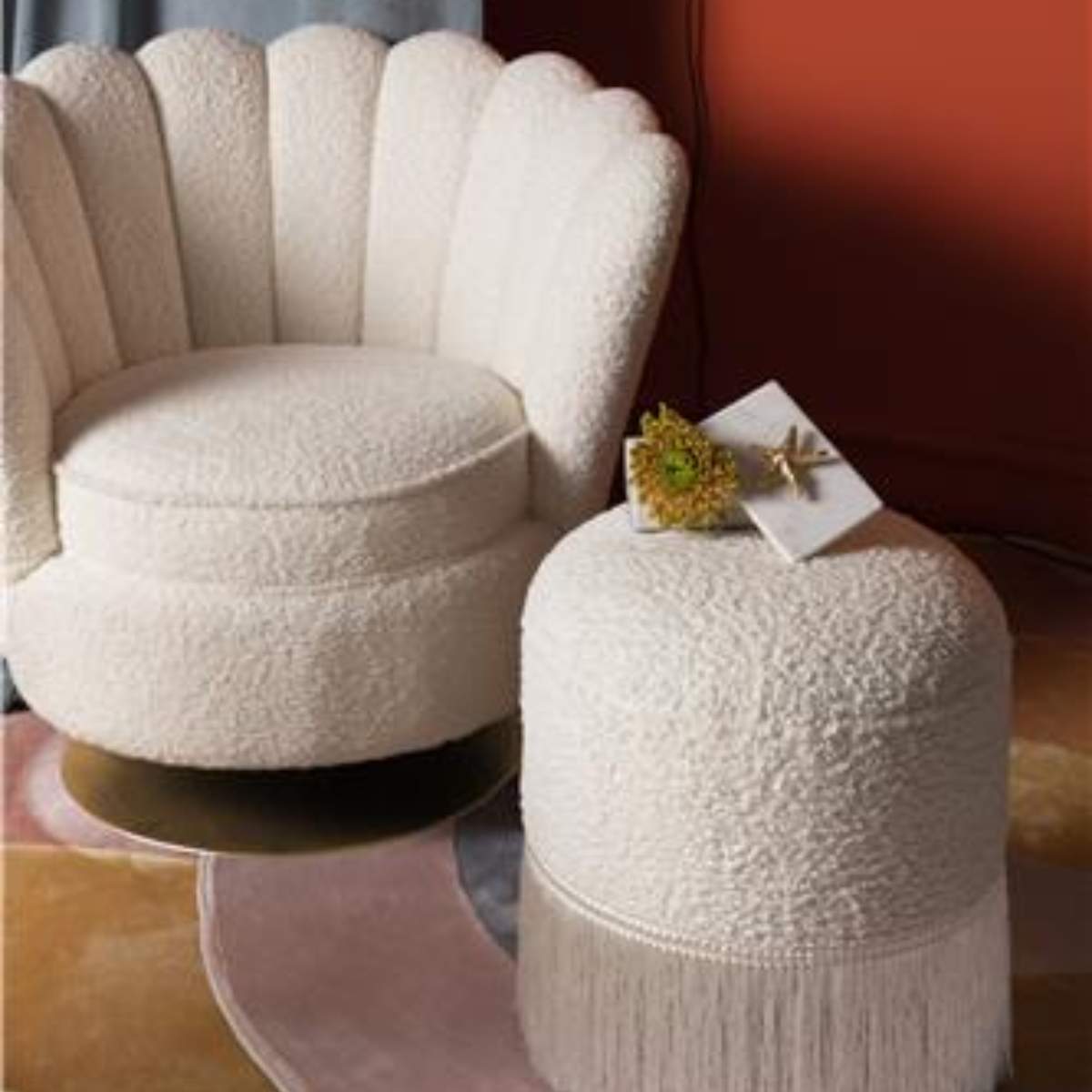 Bold Monkey Mother Of All Shells Lounge Chair Teddy Natural