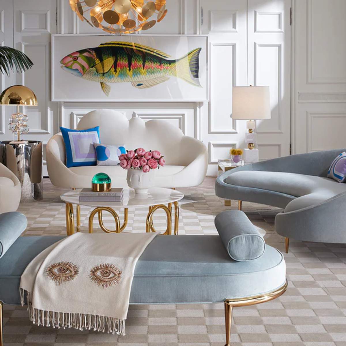 Jonathan Adler Muse Eyes Embellished Throw