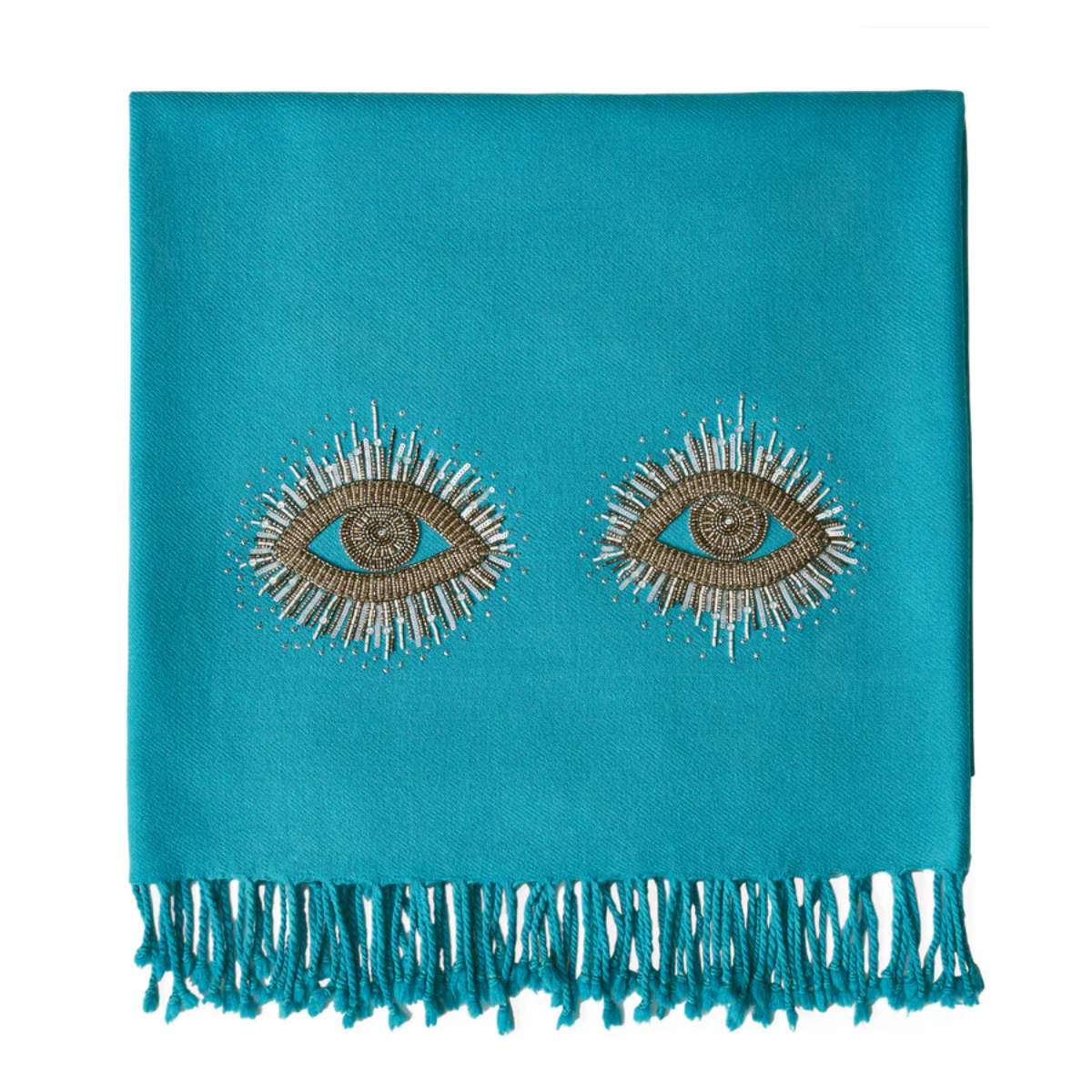 Jonathan Adler Muse Eyes Embellished Throw in Teal