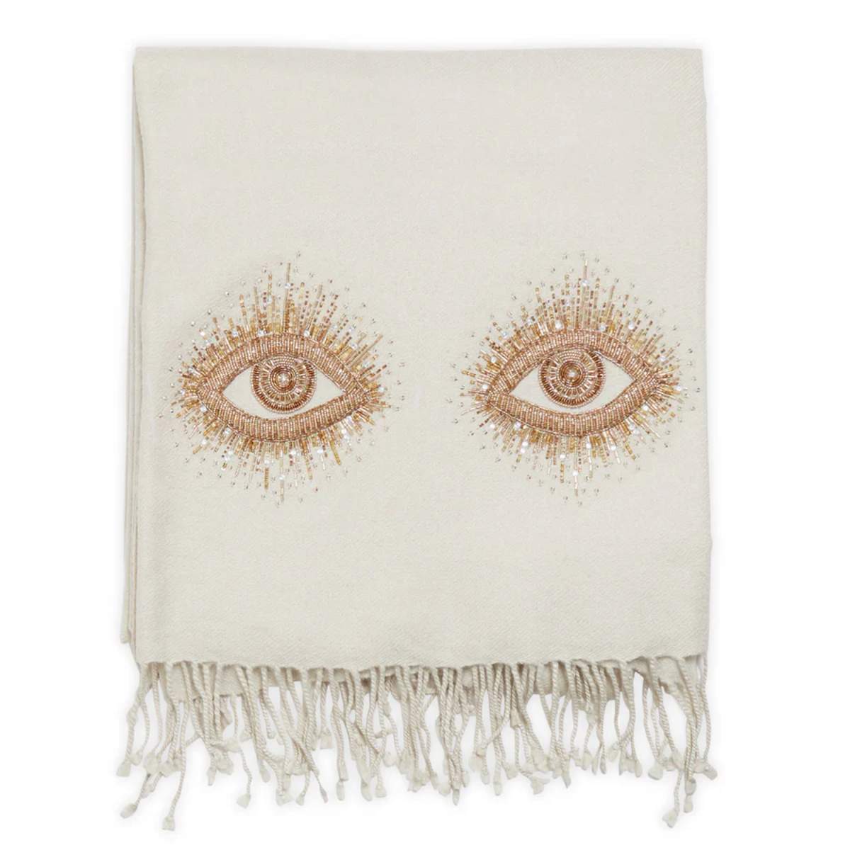 Jonathan Adler Muse Eyes Embellished Throw in White