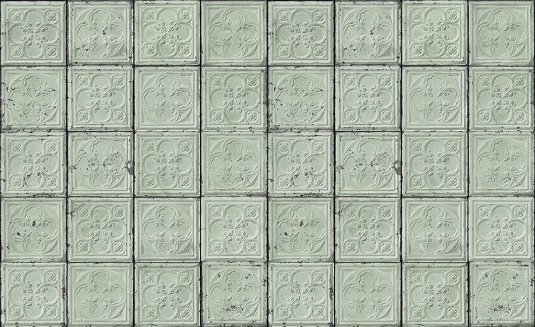 NLXL Brooklyn Tins Green TIN-05 Wallpaper-Beaumonde