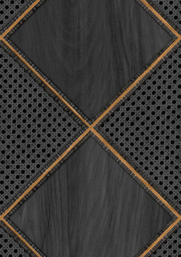 Cane Webbing and Wood Black Wallpaper-Beaumonde