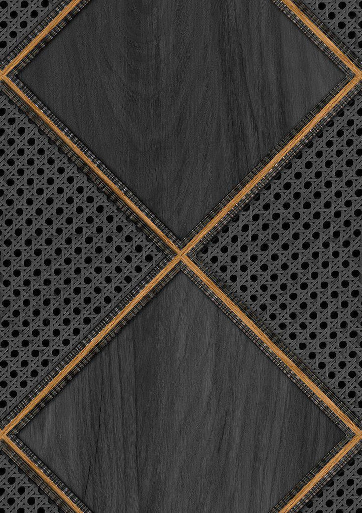 NLXL Cane Webbing and Wood Black Wallpaper-Beaumonde