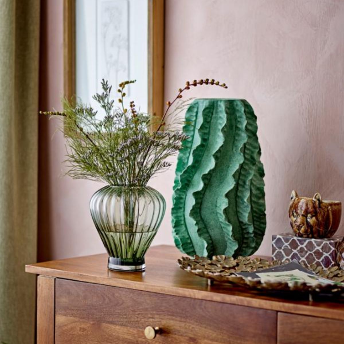 Bloomingville Natika Decorative Vase - Green Terracotta