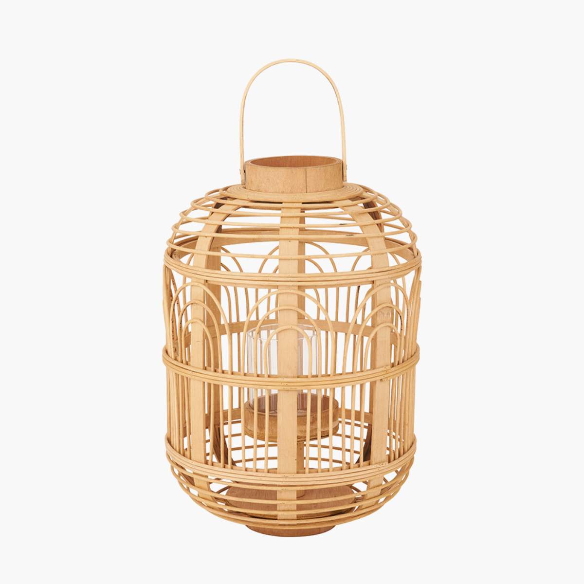 Pacific Lifestyle Natural Bamboo and Glass Lantern