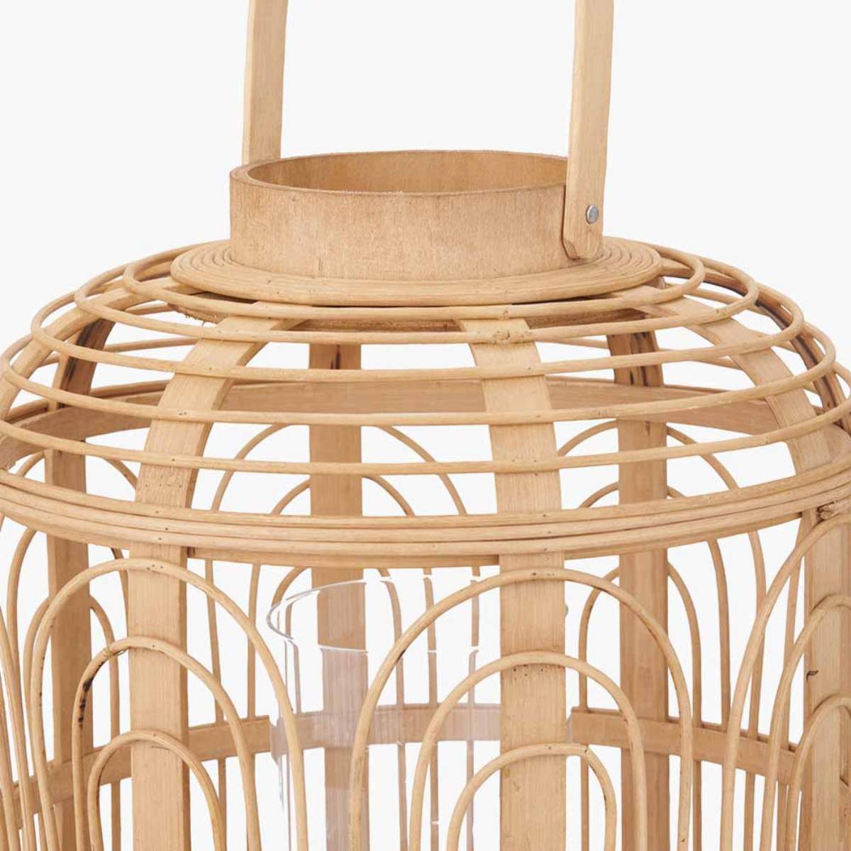 Pacific Lifestyle Natural Bamboo and Glass Lantern