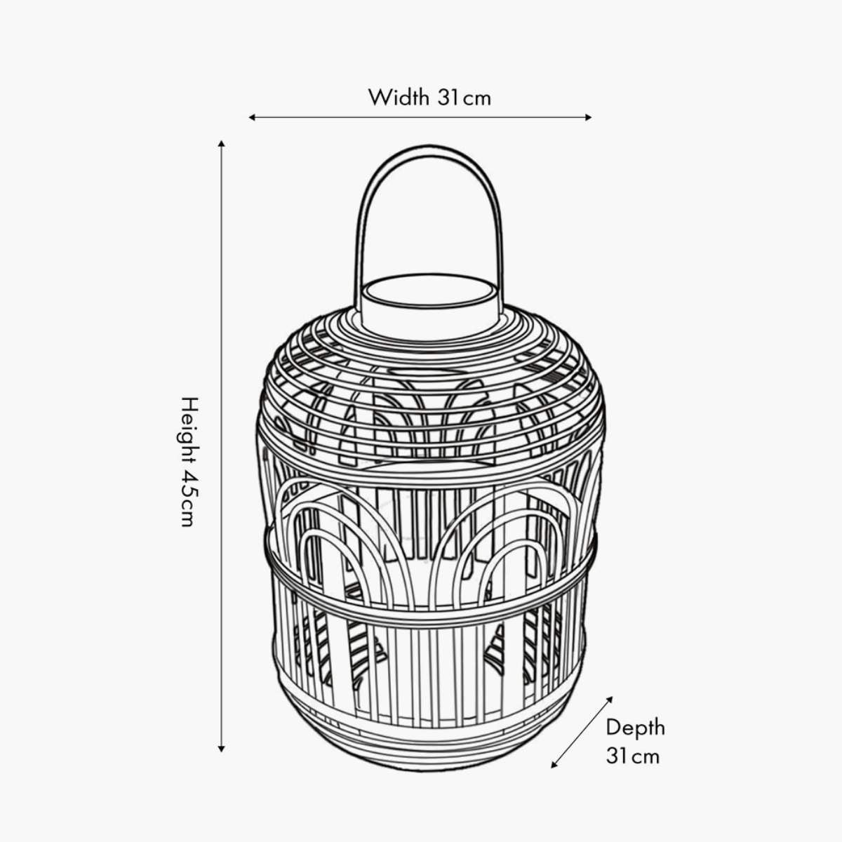 Pacific Lifestyle Natural Bamboo and Glass Lantern