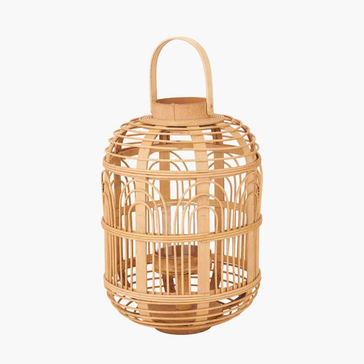 Pacific Lifestyle Natural Bamboo and Glass Lantern