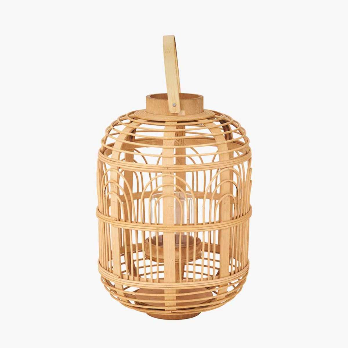 Pacific Lifestyle Natural Bamboo and Glass Lantern