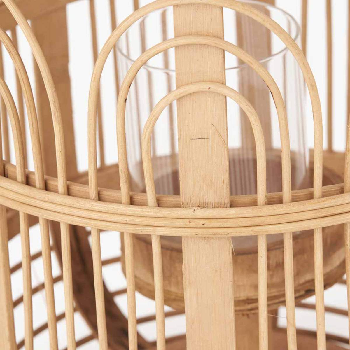 Pacific Lifestyle Natural Bamboo and Glass Lantern