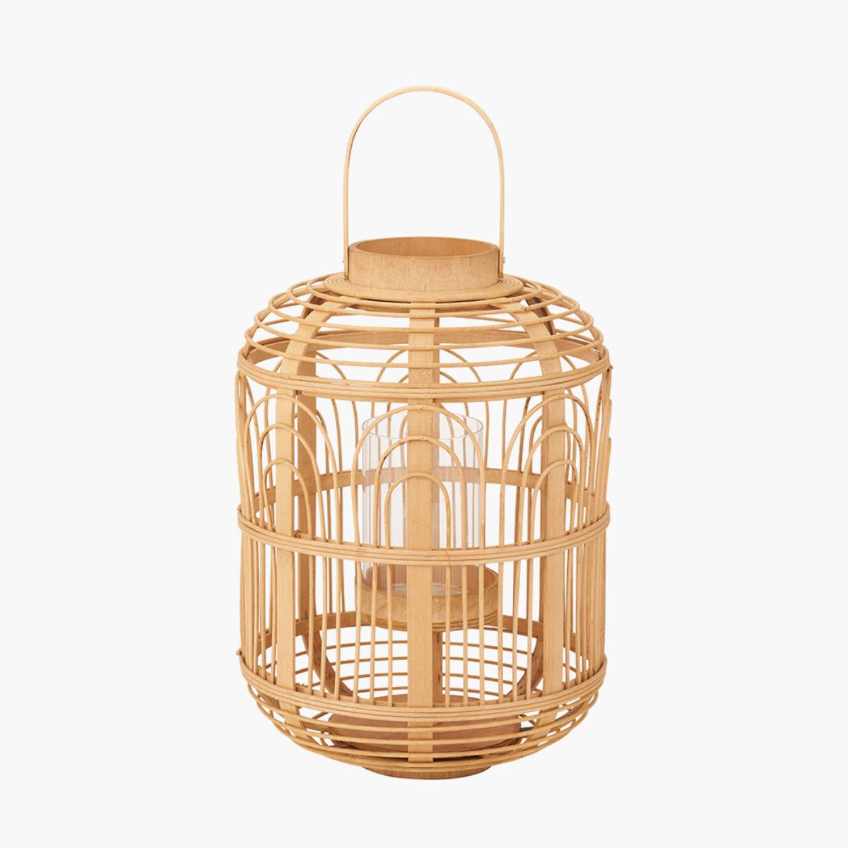 Pacific Lifestyle Natural Bamboo and Glass Lantern