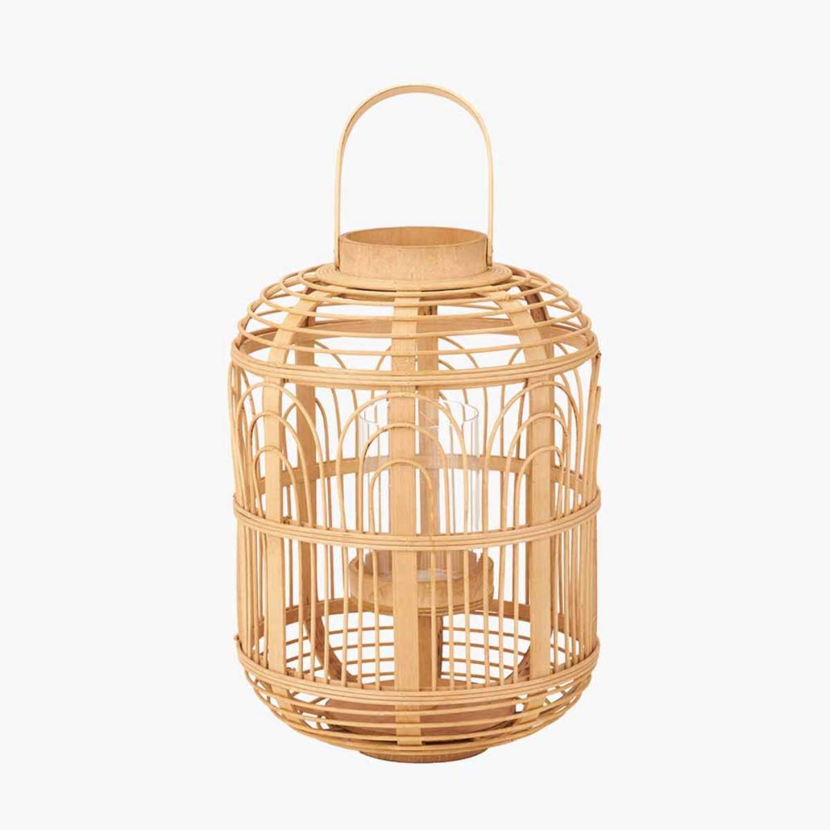 Pacific Lifestyle Natural Bamboo and Glass Lantern
