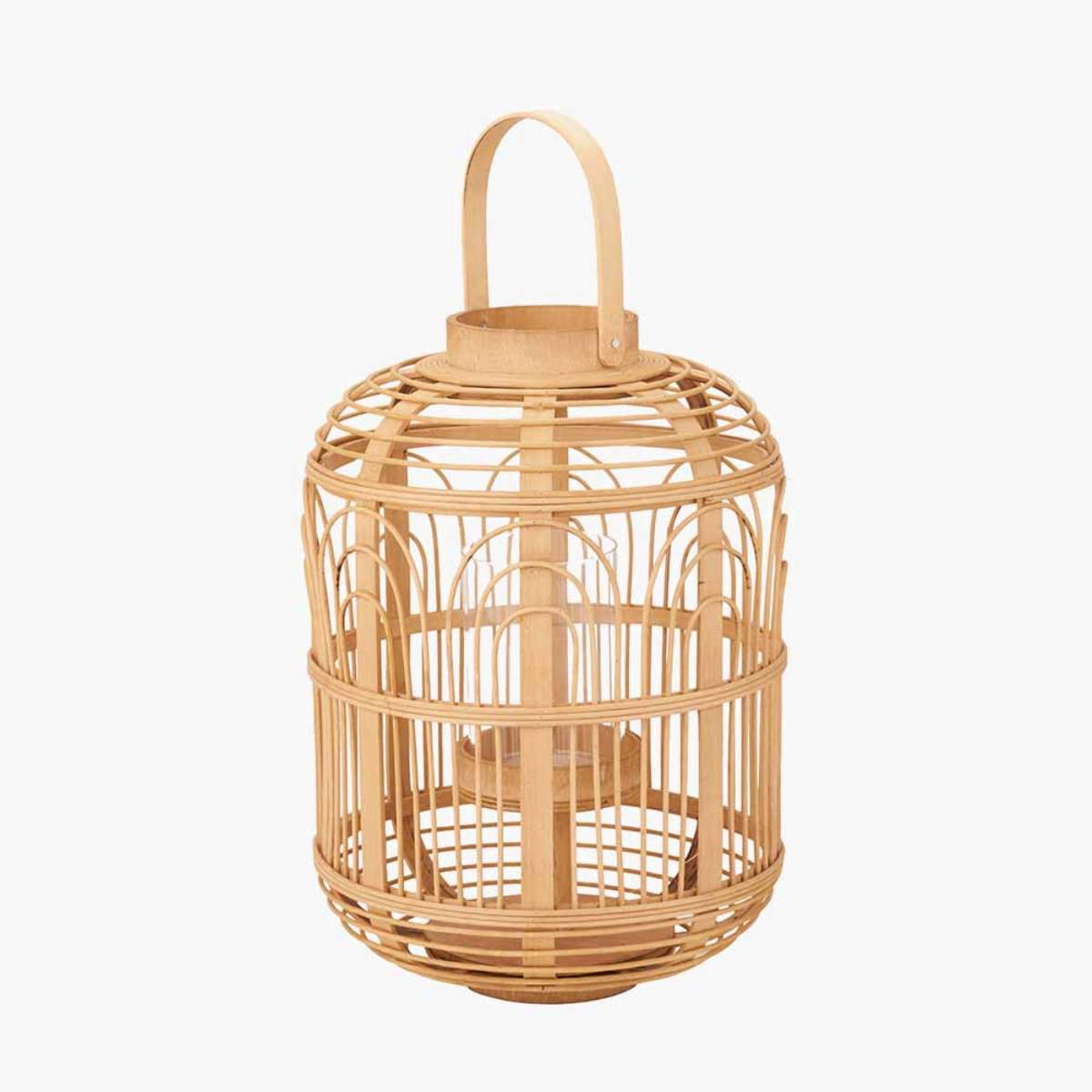 Pacific Lifestyle Natural Bamboo and Glass Lantern