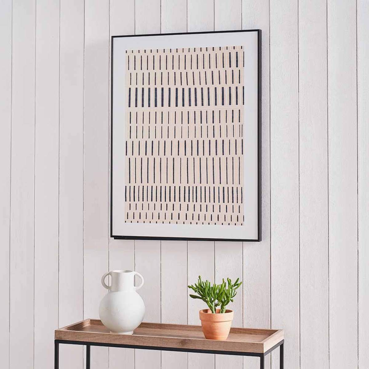 Pacific Lifestyle Natural Canvas with Black Stripe Pattern and Frame