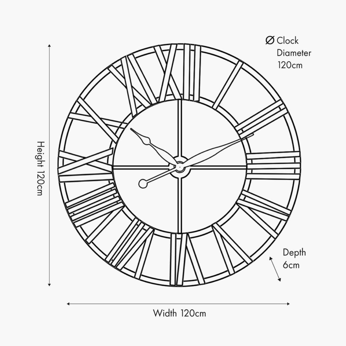 Pacific Lifestyle Natural Wood and Antique Grey Metal Round Wall Clock Large
