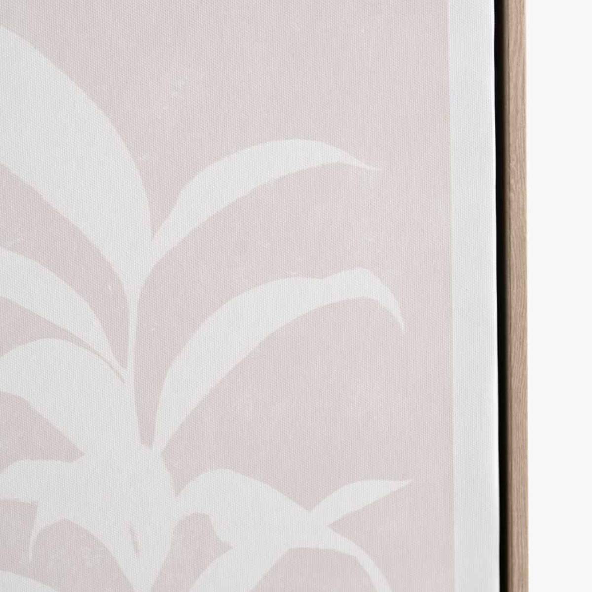 Beau&Co S/2 Natural and Black Leaf Print Canvases with Natural Frames