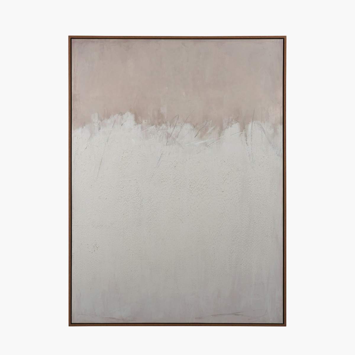 Pacific Lifestyle Natural and White Abstract Canvas with Natural Frame Large