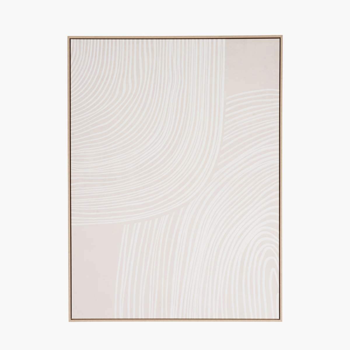 Pacific Lifestyle Natural and White Abstract Canvas with Natural Frame