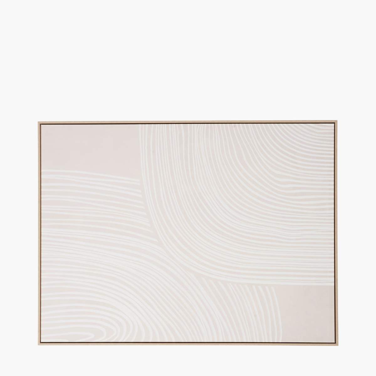 Pacific Lifestyle Natural and White Abstract Canvas with Natural Frame