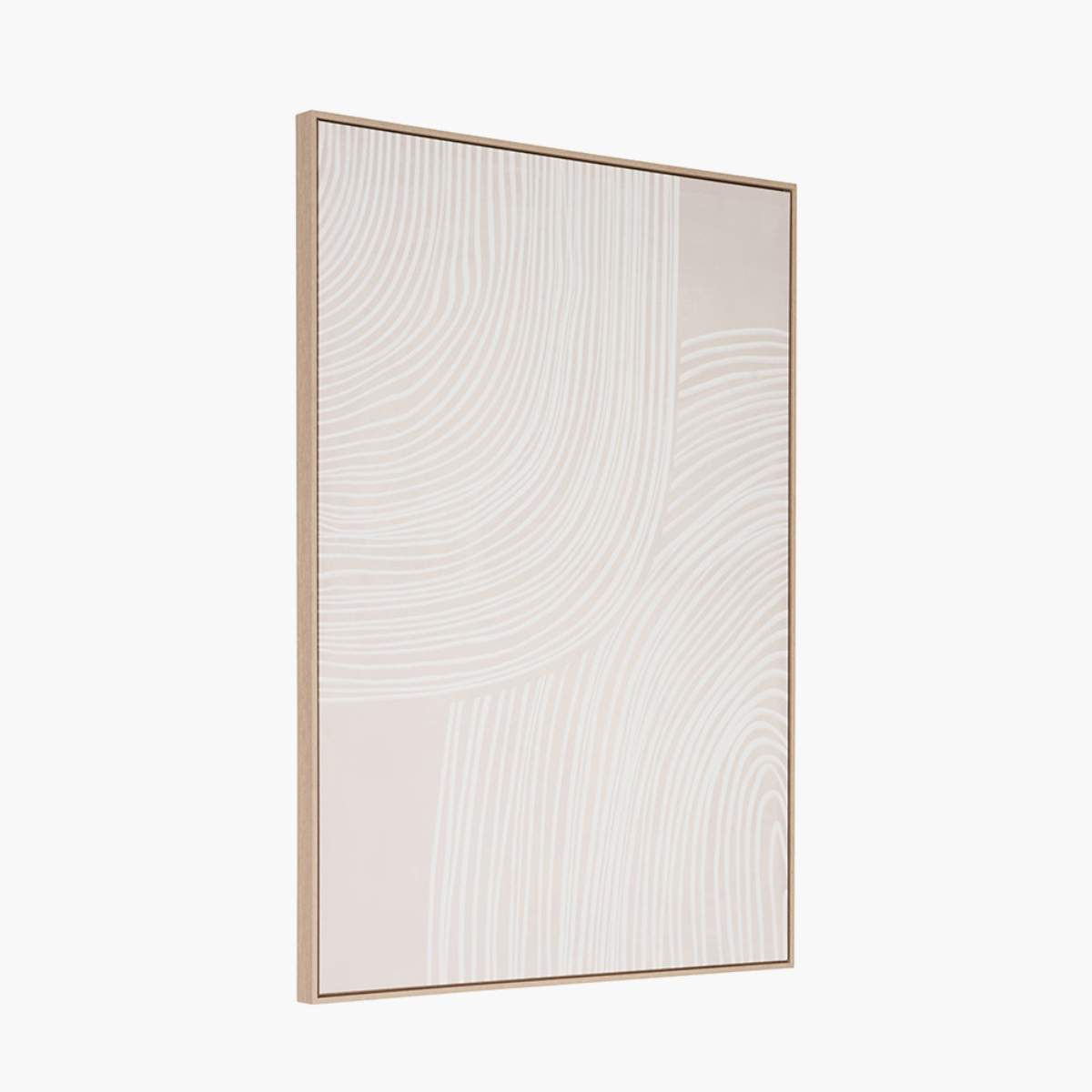 Pacific Lifestyle Natural and White Abstract Canvas with Natural Frame